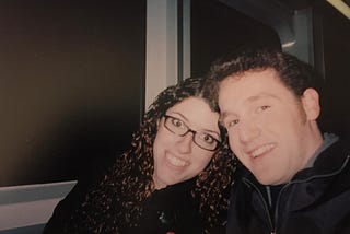Photo of Becca and Daniel on the subway together in 2005.