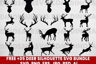 Download FREE +35 Deer Silhouette SVG Bundle Cut Files For Cricut