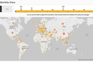 Bitcoin network node destribution map.