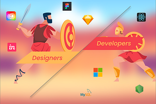 Designer vs Developers illustration