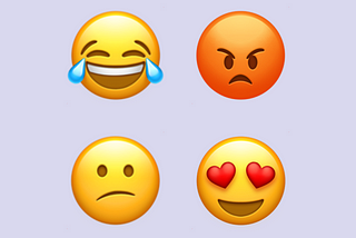 Examples of emoji emotions: laugh, angry, confused, and love emojis