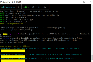 BitcoiNote Gateway Service Step 3: Gateway setup