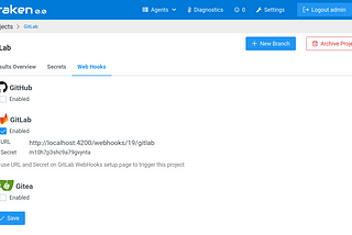 Webhooks in Kraken CI for GitHub, GitLab and Gitea