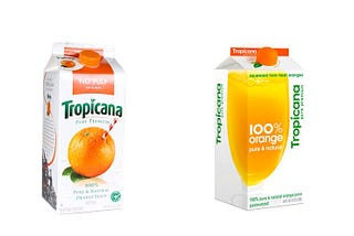 The “old” package (on the left) vs the redesigned package (on the right).