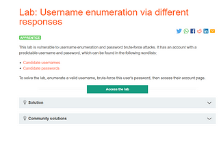 Username enumeration via different responses Portswigger :LAB -1