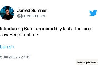 Tweet from Jarred Sumner. Creator of Bun