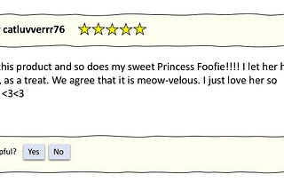 Fictitious product review from an enthusiastic cat lover.
