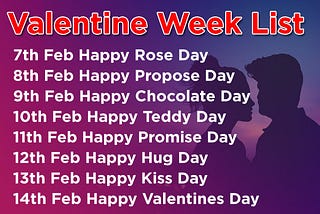 Happy Valentine Week List