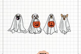 Сute Ghost Dogs SVG, Ghost Dogs PNG, Boo Svg, Halloween Svg, Ghost Dogs Designs for Cricut, Silhouette Svg, Instant Download, Ghost Svg