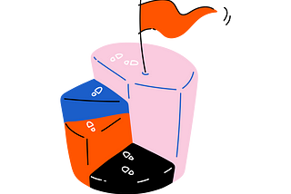 Illustration: A piramid with levels and a flag on the top