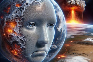 disappointed AI watches nuclear explosions on earth