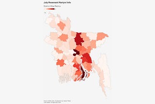 District-Wise Map Visualization of July Movement Martyrs