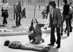 By John Paul Filo, who was a journalism student at Kent State University at the time — © 1970 Valley News-Dispatch, Fair use, https://en.wikipedia.org/w/index.php?curid=193415 “Four dead in O-hi-o”