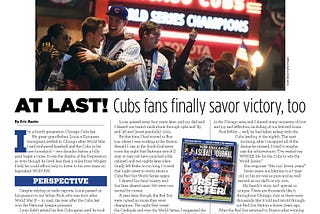 AT LAST! Cubs fans finally savor victory, too