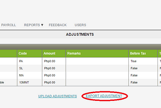 Payroll: Exporting Adjustments