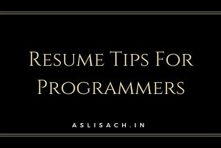 Resume Tips For Programmers