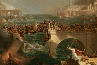 Painting of barbarians at gates of Rome