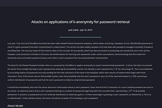 Attacks on Applications of K-Anonymity — For the Rest of Us