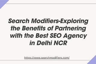 Search Modifiers-Exploring the Benefits of Partnering with the Best SEO Agency in Delhi NCR