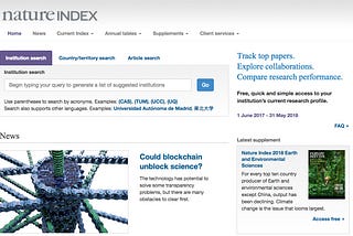 Published in Nature Index: Could blockchain unblock science?