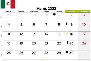 Descargar Calendario abril 2022 México para imprimir