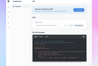 Integrations section of the Assistant in Voiceflow Creator