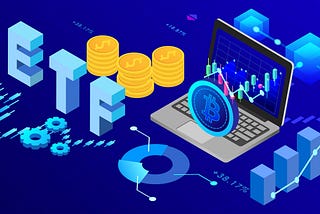 graphics ETF BTC bitcoin laptop gears graphs