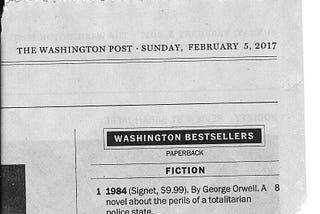 photo of Washington Post bestsellers book list dated 2/5/17