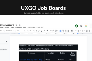 (UXGO Job Board curated by one of our guest coaches Mike.)