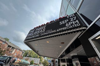 The 3 Melissas event on the marquis of the Appalachian Theater in downtown Boone, NC.