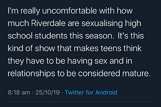 The hyper-sexualisation of teenagers, starring Riverdale