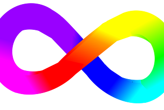 A rainbow-colored infinity symbol, often used as a symbol of pride within the autistic and neurodiverse communities at large.