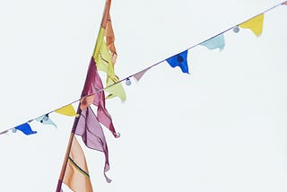 Colourful flags waving in the wind
