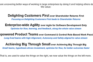 Agile Manifesto Values add on for large enterprises