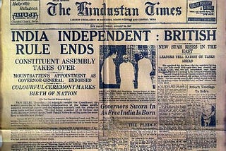 Newspaper cutting of hindustan times on 15th aug 1947