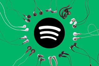 Spotify logo with earplugs surrounding it