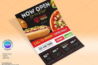 Restaurant Pizza Coupon Flyer Design Canva Template