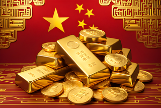 A stack of gold against a chinese background — by PlaygroundAI