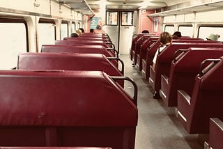 The MBTA inbound commuter train travels from Readville to the South Station on September 12, 2018.