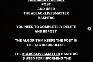 Anonymous screenshot off Instagram urging people to delete their posts.