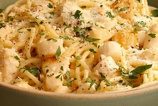 Creamy Bay Scallop Spaghetti — Scallops