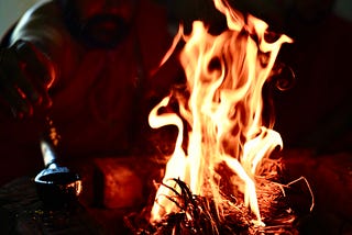 Sri Sai Aascharyanandha performing fire rituals in shambavi peetam.