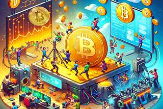 Illustration for the article about Nova Miningverse leveraging the NVM token for innovative and sustainable gaming and Bitcoin mining. The image showcases a dynamic blend of futuristic gaming elements and Bitcoin mining symbols within a vibrant digital landscape, highlighting Nova Miningverse’s approach to integrating cryptocurrency into a sustainable gaming environment.