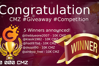 5 Winners announced! CMZ Giveaway Competition.