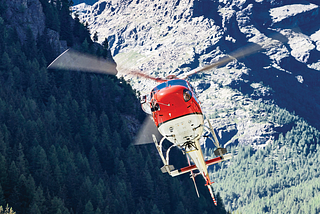 Picture of a helicopter flying.