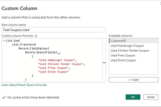 Custom Column Editor with full logic to calculate the sum