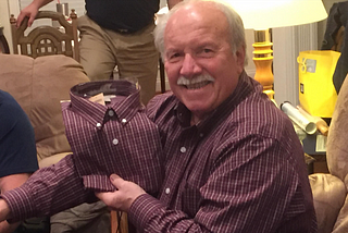 Same Shirt Meme, Grandpa Receiving the Same Shirt He’s Wearing