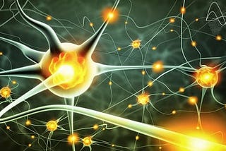 An attractive yellow and green visual representation of a neuron firing. An action potential.