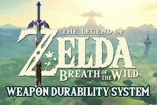 The logo of Breath of the Wild with the added mention to discuss the weapon durability system, in the font style of the original logo.