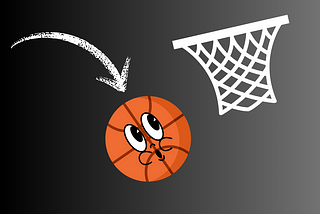 A chalkboard representation of a missed shot — featuring a cartoonish face on a basketball.